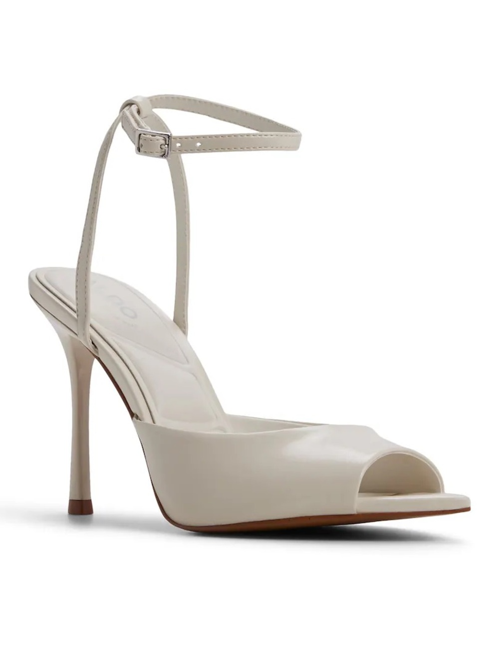 ALDO Cream Peep-Toe Stiletto Sandal with Ankle Strap